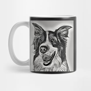 Border Collie Black and White with Grey - Hand drawn design Mug